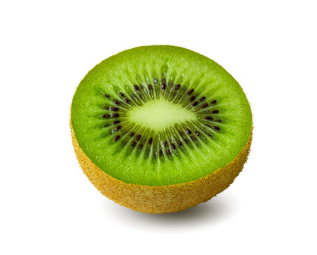 Half a kiwi fruit isolated on white. Clipping path.