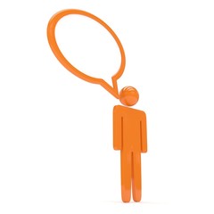 3d man with talk bubbles isolated over a white background