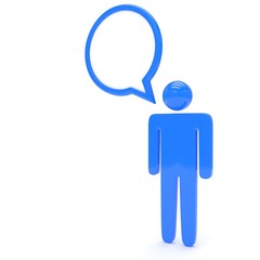 3d man with talk bubbles isolated over a white background