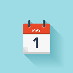May 1 . Vector flat daily calendar icon. Date and time, day, month. Holiday.
