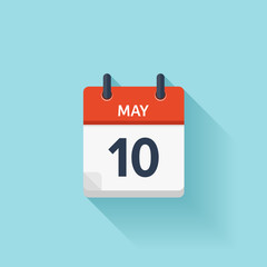 May  10. Vector flat daily calendar icon. Date and time, day, month. Holiday.