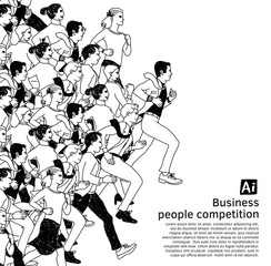 Bus people big group competition black