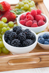bowl of blackberries, fresh berries and green grapes 