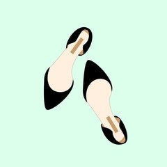 Classic Glamor Black Female Fashion Design Elegance Shoes Vector Illustration