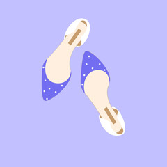 Shoes Dots White Color Woman Fashion Design Glamor Girl Love Vector Illustration