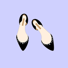 Black Shoes Fashion Glamour Shopping Girl Style Vector Illustration