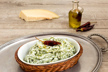 egg pasta with ricotta and spicy oil