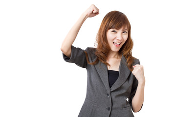 strong, winning, confident, happy business woman