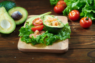 avocado salad on a wooden background