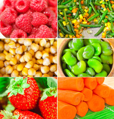 Various food background collage.