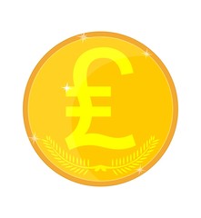 Coin with the image of lyre, vector illustration