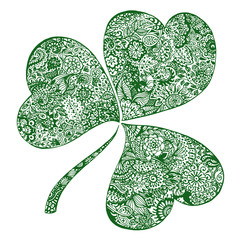 Doodle zentangle clover shamrock Saint Patrick's Day vector isolated