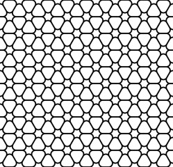Vector seamless texture. Modern geometric background. Repeated monochrome pattern with abstract flowers.