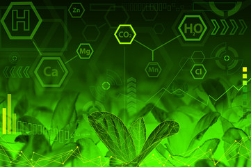 Ecology technology concept - chemical formulas - obrazy, fototapety, plakaty