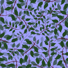 Seamless of Ash leaves. pattern of forest leaves and twigs