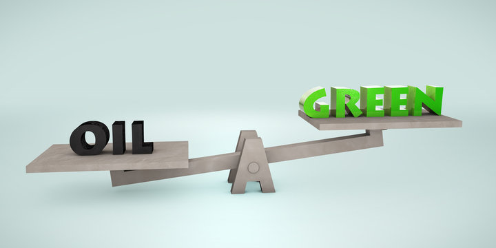Pessimistic balance scale: oil vs. green