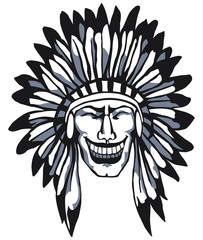 Smiling Apache. Native American Head. Indian.