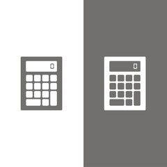 Icono de calculadora sobre fondos blanco y negro. Ilustración vectorial