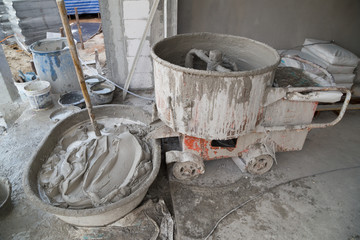 cement concrete mixer at construction site
