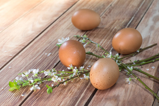 Easter - Blooming Branches with Four Eggs