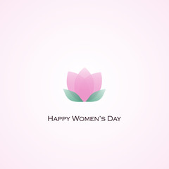 Happy Woman's Day Pink Tulip Flower with green leaves