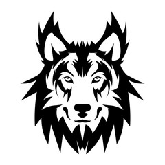 Beautiful wolf tattoo.Vector wolf's head as a design element on isolated background