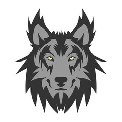 Beautiful wolf tattoo.Vector wolf's head as a design element on isolated background