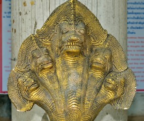 Bronze sculpture Naga snake with five heads