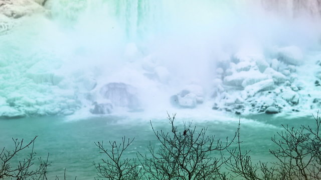Niagara falls base enhanced colors winter time