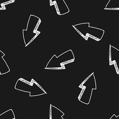 Fototapeta premium Hand drawn white arrows on black background. Vector seamless pattern