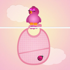 pink bird with bib for baby female