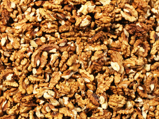 Refined walnut close up on farmers market