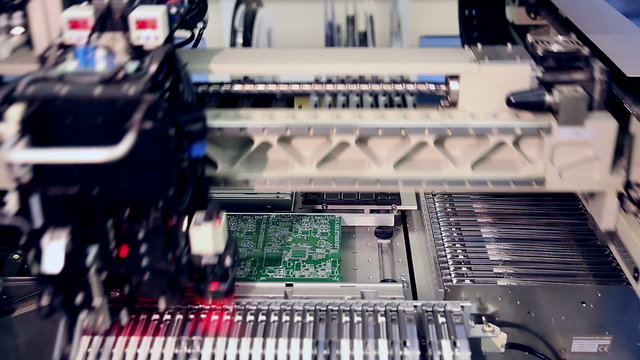 Automated Circut Board machine Produces Printed digital electronic board. Full HD.