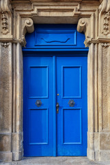 Traditional european facade with entance door