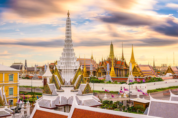 Bangkok Thailand Temples Skyline - obrazy, fototapety, plakaty