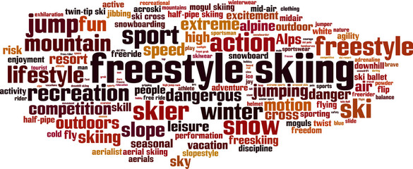 Freestyle skiing word cloud concept. Vector illustration