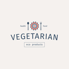 Vegetarian Food Vector Emblem