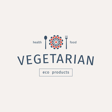 Vegetarian Food Vector Emblem