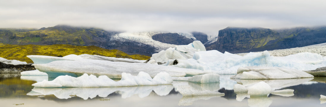 icebergs and melting glacier in ice lagoon in Iceland