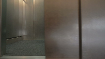 Chicken in elevator door opening and closing