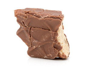 slice of chocolate on a white background