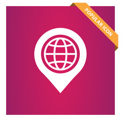Pin with globe icon