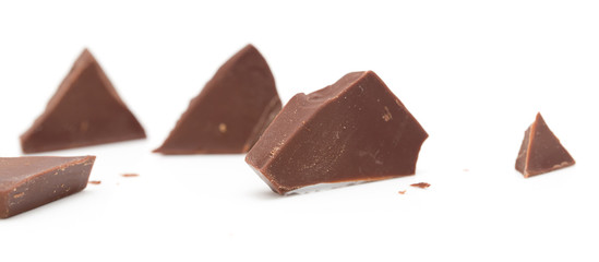 slice of chocolate on a white background
