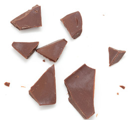 slice of chocolate on a white background