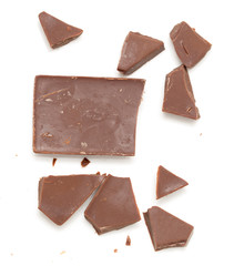 slice of chocolate on a white background