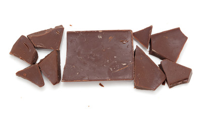 slice of chocolate on a white background