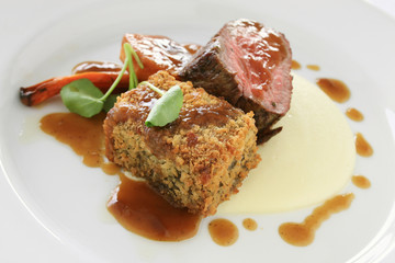 beef fillet plated meal