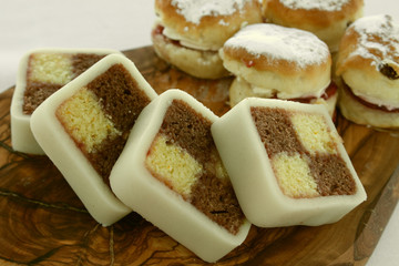 home baked battenberg and scones