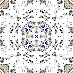 Seamless ethnic kaleidoscope pattern. Diagonals and zigzag elements. Natural brown and grey shades on white background.