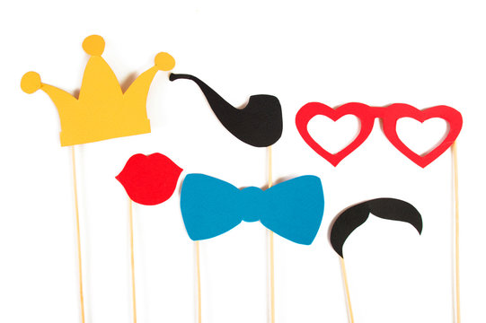 Photo Booth Birthday and Party Set - glasses, hats, crowns, masks, lips, mustaches